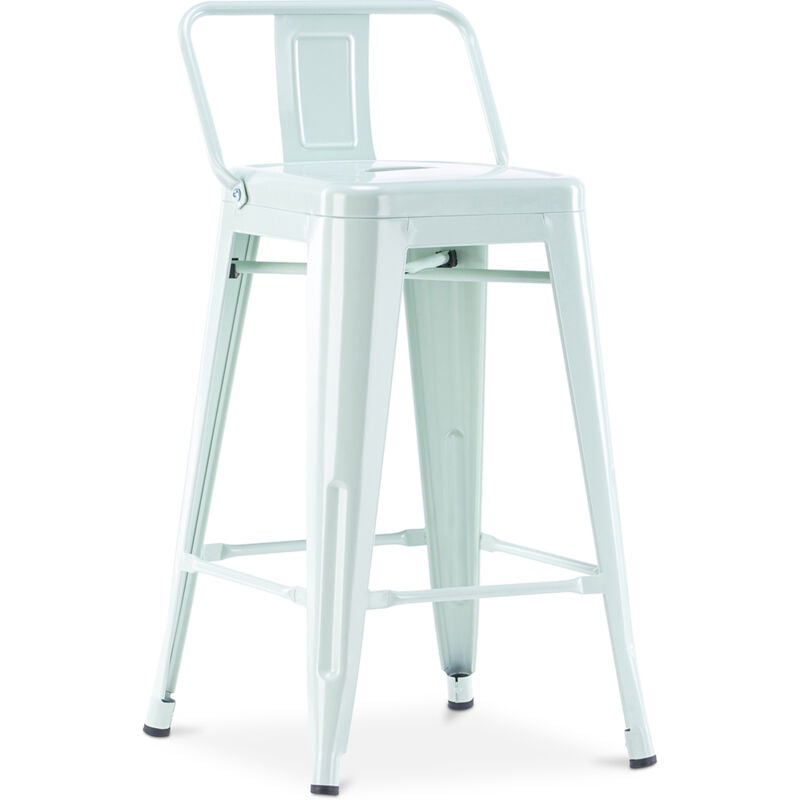 foto del prodotto sgabello da bar con schienale design industriale 60cm nuova edizione stylix verde pallido