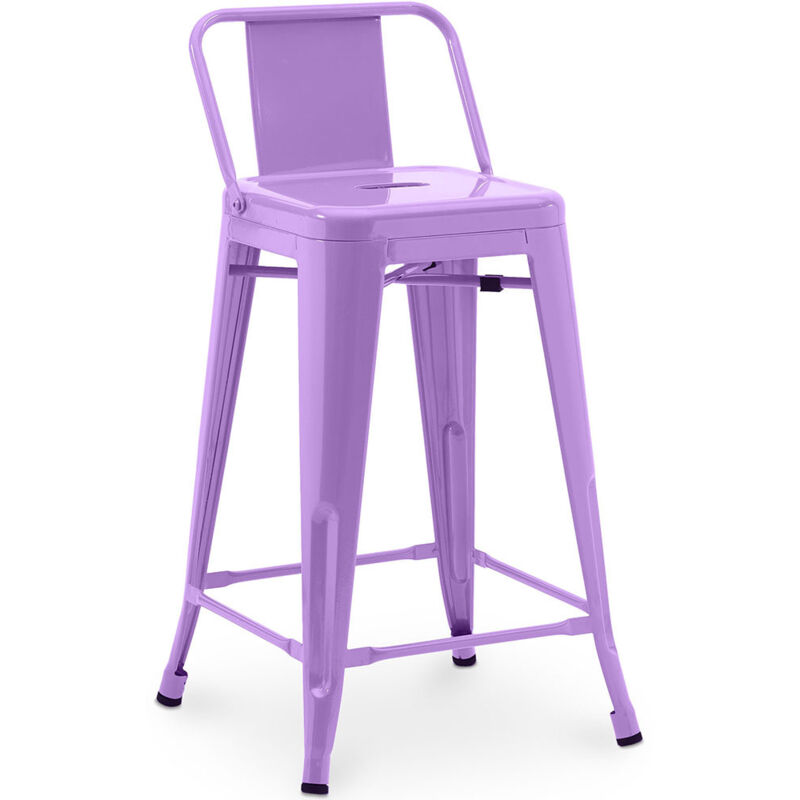 foto del prodotto sgabello da bar con schienale design industriale 60cm nuova edizione stylix viola chiaro
