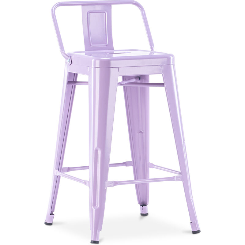 foto del prodotto sgabello da bar con schienale design industriale 60cm nuova edizione stylix viola pastello