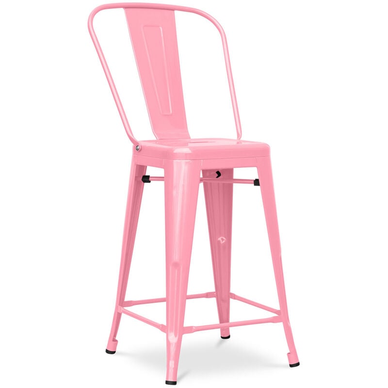 foto del prodotto sgabello da bar con schienale design industriale 60cm stylix rosa