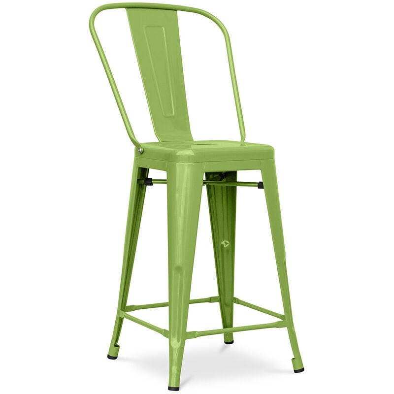 foto del prodotto sgabello da bar con schienale design industriale 60cm stylix verde chiaro