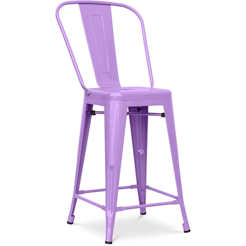 foto del prodotto sgabello da bar con schienale - design industriale - 60cm - stylix viola chiaro