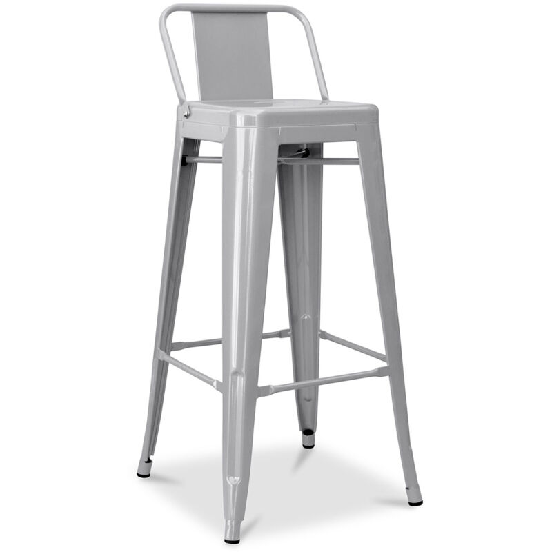 foto del prodotto sgabello da bar con schienale design industriale 76 cm nuova edizione stylix grigio chiaro
