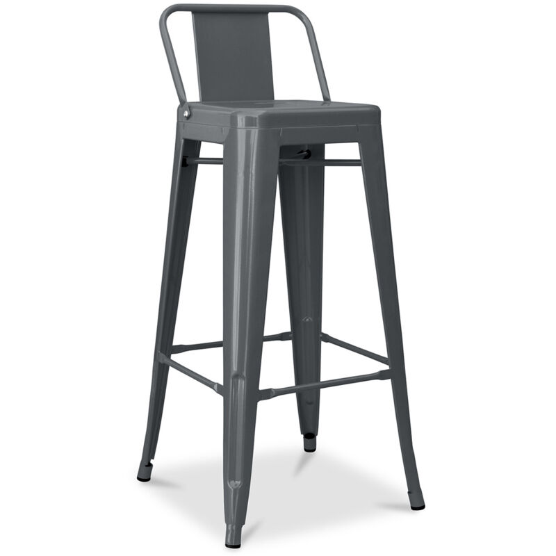foto del prodotto sgabello da bar con schienale design industriale 76 cm nuova edizione stylix grigio scuro