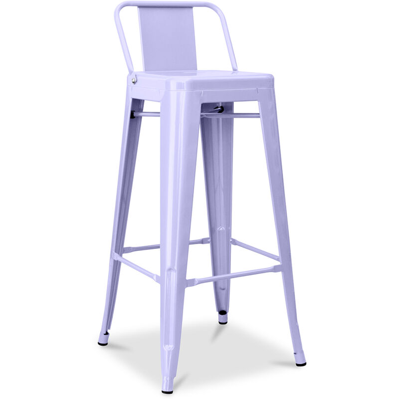 foto del prodotto sgabello da bar con schienale design industriale 76 cm nuova edizione stylix lavanda
