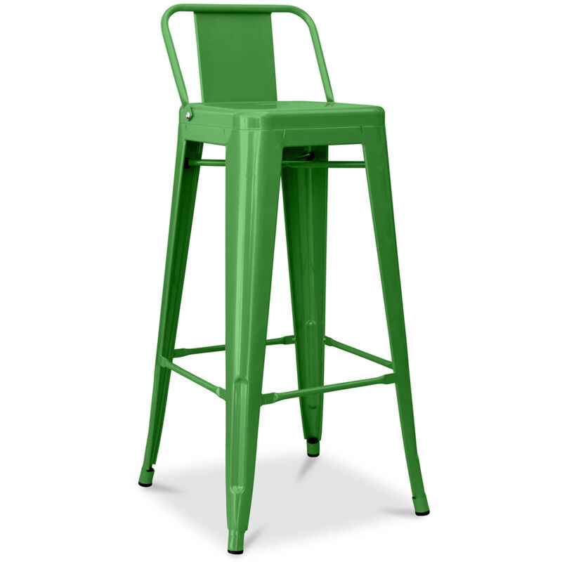 foto del prodotto sgabello da bar con schienale design industriale 76 cm nuova edizione stylix verde
