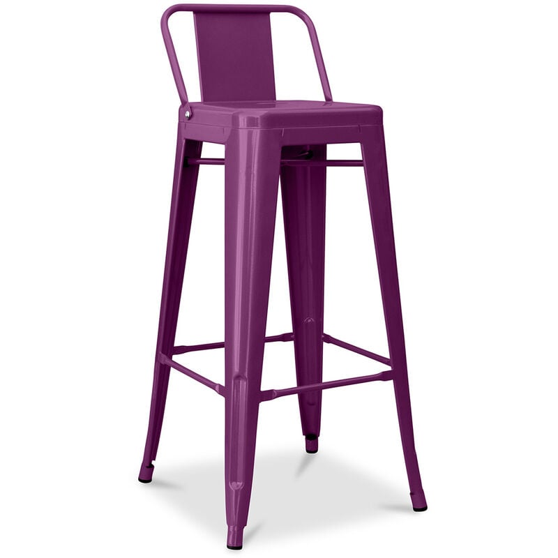 foto del prodotto sgabello da bar con schienale design industriale 76 cm nuova edizione stylix viola