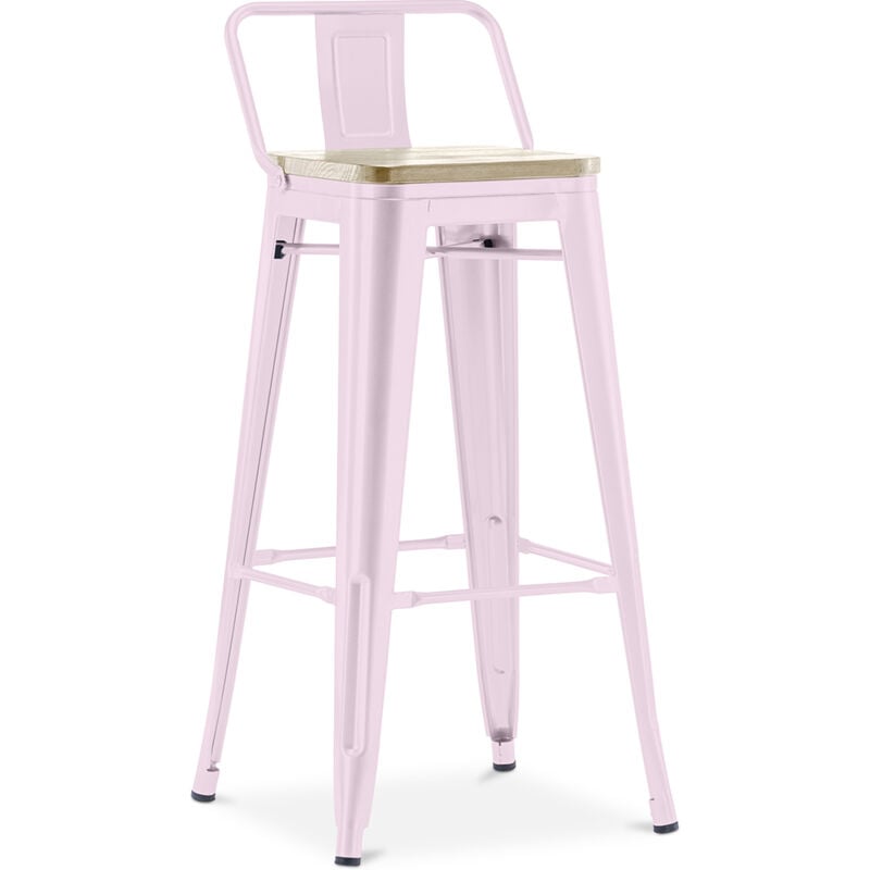 foto del prodotto sgabello da bar con schienale design industriale 76 cm stylix pastel pink