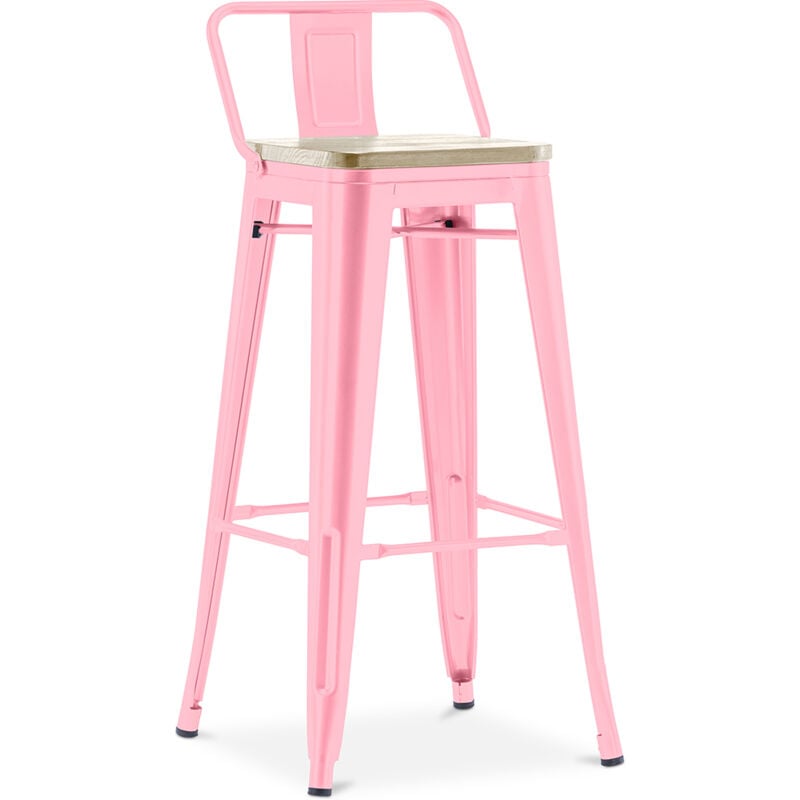 foto del prodotto sgabello da bar con schienale design industriale 76 cm stylix rosa