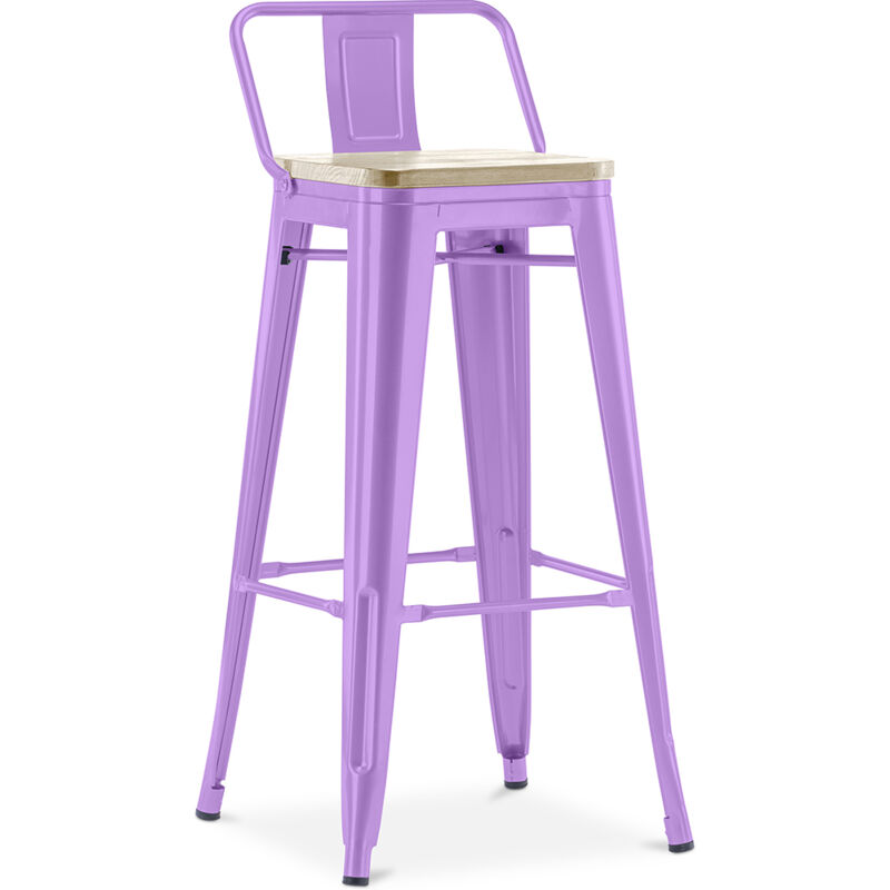 foto del prodotto sgabello da bar con schienale design industriale 76 cm stylix viola chiaro
