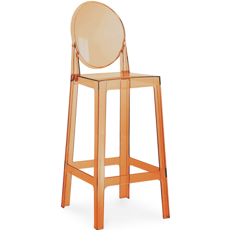 foto del prodotto sgabello da bar con schienale design trasparente 75 cm victoria queen arancione trasparente