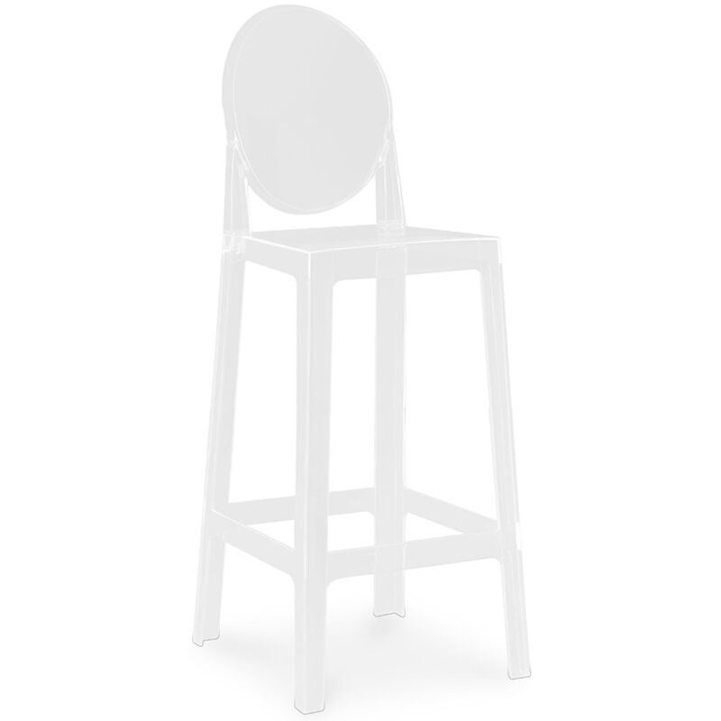 foto del prodotto sgabello da bar con schienale design trasparente 75 cm victoria queen bianco