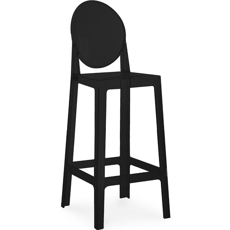 foto del prodotto sgabello da bar con schienale design trasparente 75 cm victoria queen nero