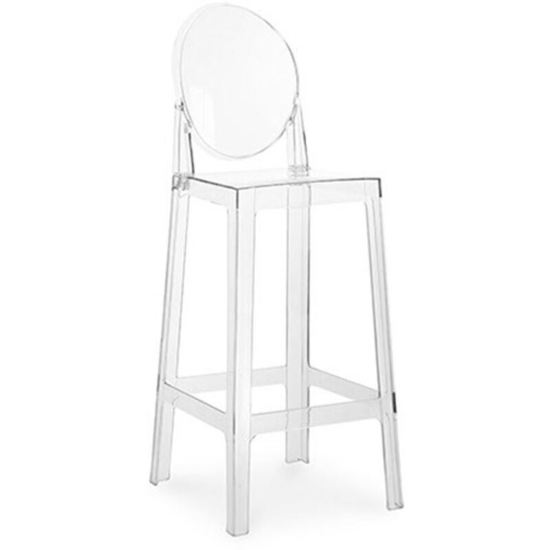 foto del prodotto sgabello da bar con schienale design trasparente 75 cm victoria queen trasparente