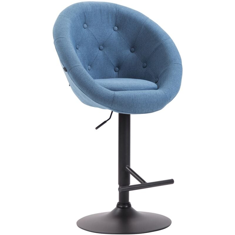 foto del prodotto sgabello da bar dal design moderno a forma di uovo imbottito con poggiapiedi in metallo nero in tessuto blu tdb10321