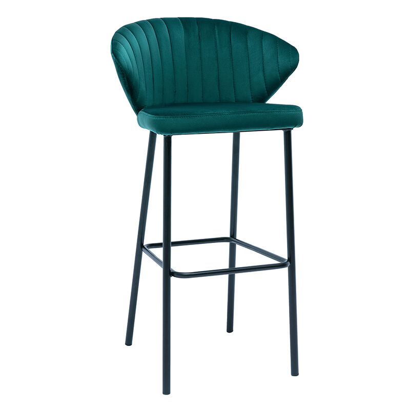 foto del prodotto sgabello da bar design in velluto petrolio misura 78 cm dally