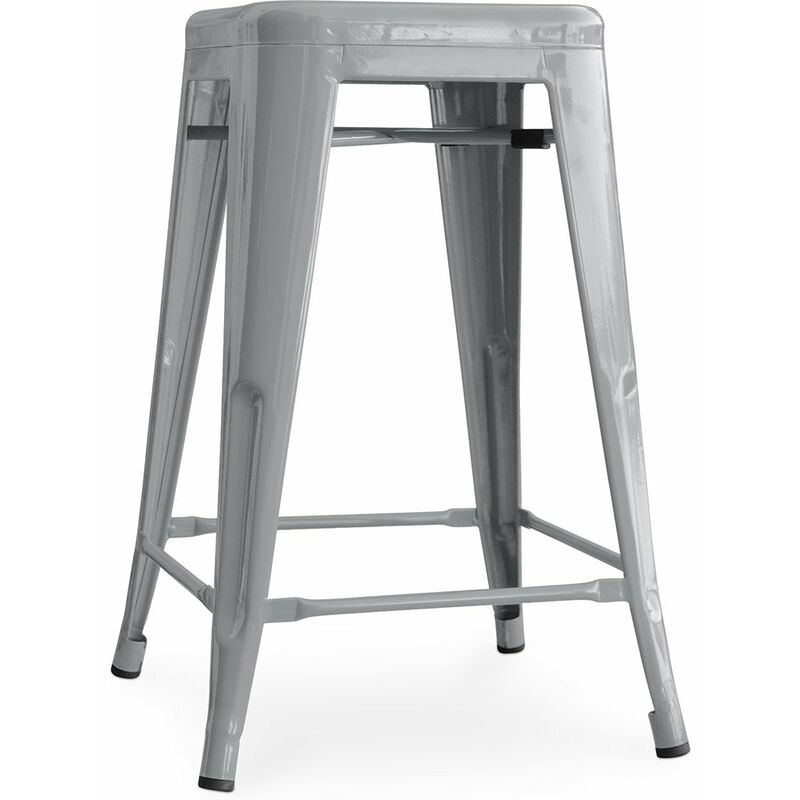 foto del prodotto sgabello da bar design industriale 60cm nuova edizione stylix grigio chiaro
