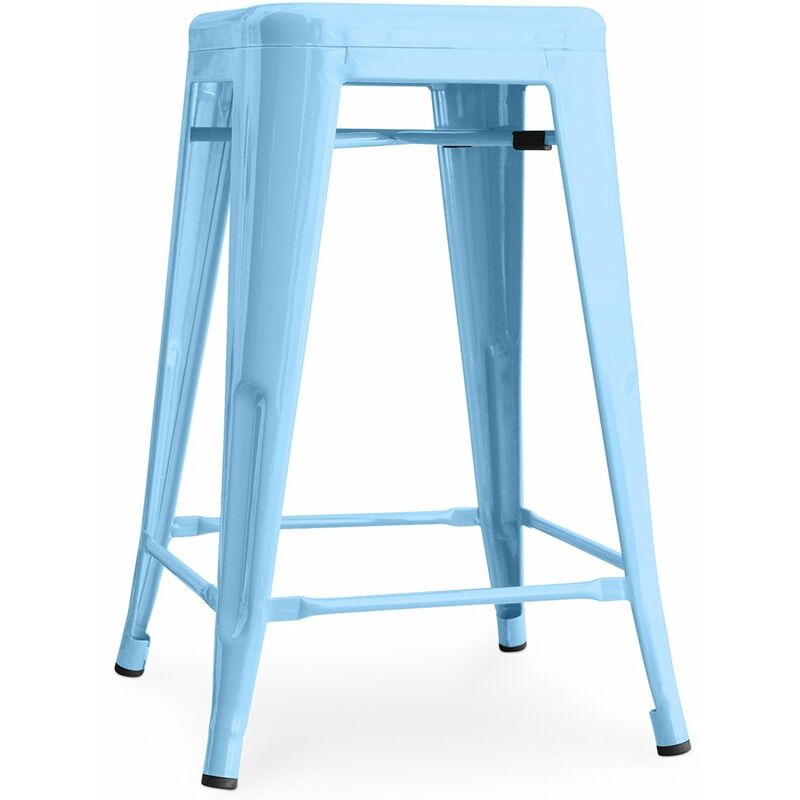 foto del prodotto sgabello da bar design industriale 60cm nuova edizione stylix pastel blue