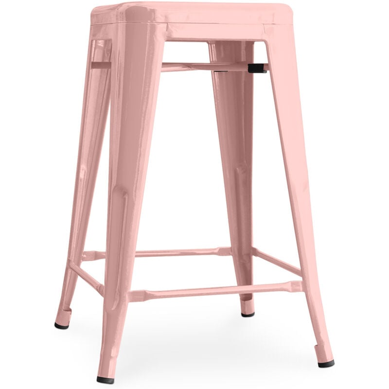 foto del prodotto sgabello da bar design industriale 60cm nuova edizione stylix pastel orange