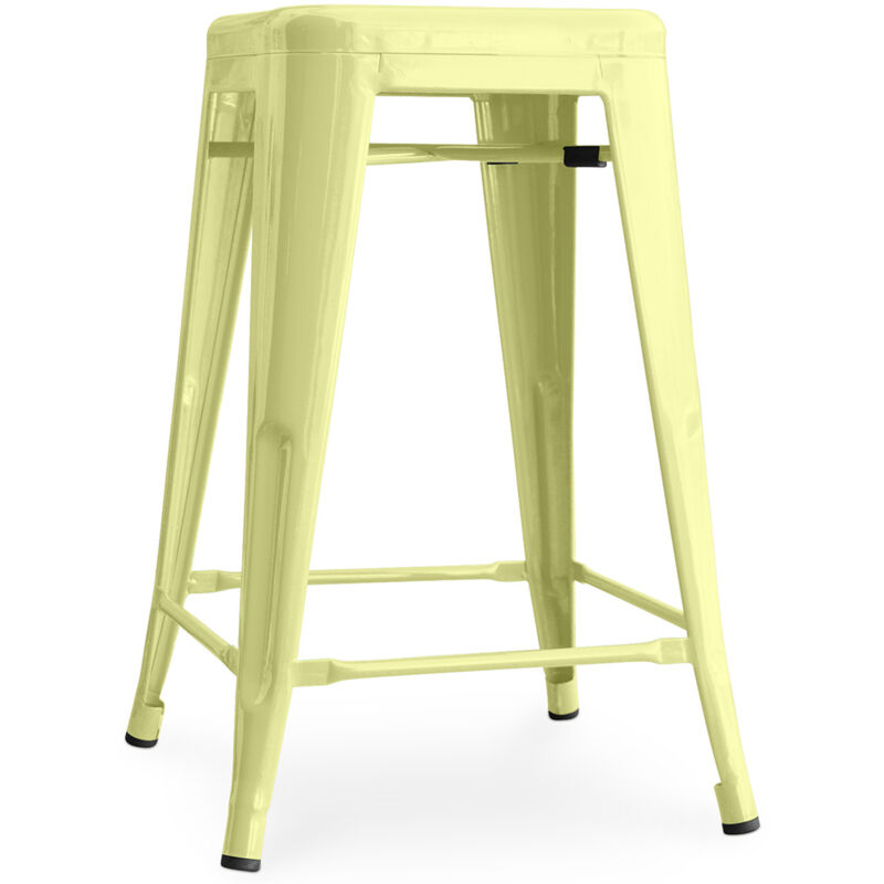 foto del prodotto sgabello da bar design industriale 60cm nuova edizione stylix pastel yellow