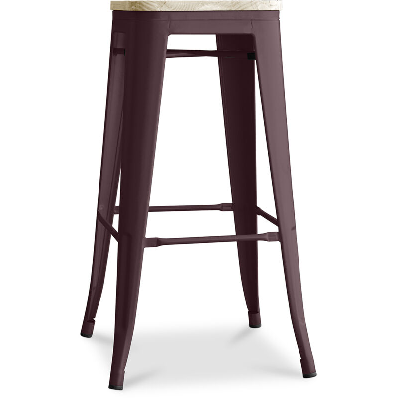 foto del prodotto sgabello da bar design industriale acciaio e legno 76cm stylix bronzo