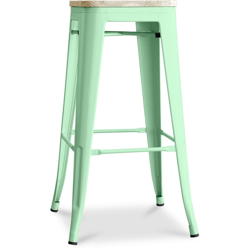 foto del prodotto sgabello da bar design industriale acciaio e legno 76cm stylix menta