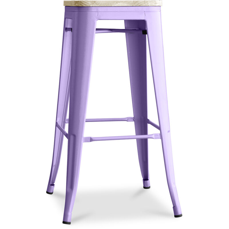 foto del prodotto sgabello da bar design industriale acciaio e legno 76cm stylix viola pastello