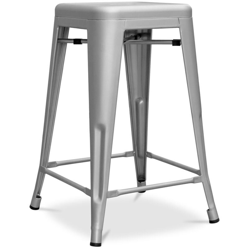 foto del prodotto sgabello da bar design industriale acciaio opaco 60cm nuova edizione stylix acciaio