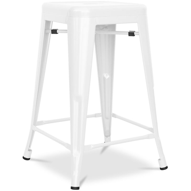 foto del prodotto sgabello da bar - design industriale - acciaio opaco - 60cm - nuova edizione - stylix bianco