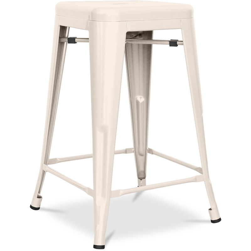 foto del prodotto sgabello da bar design industriale acciaio opaco 60cm nuova edizione stylix crema