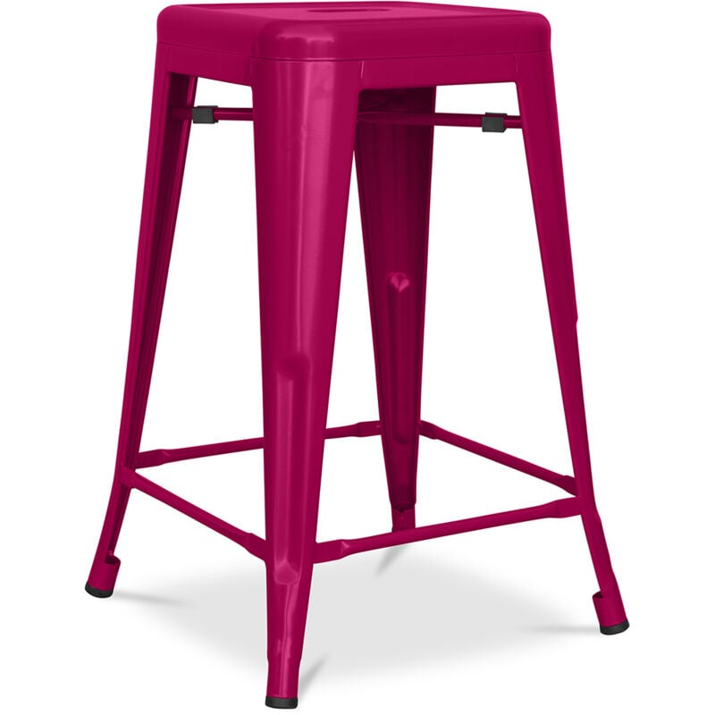 foto del prodotto sgabello da bar design industriale acciaio opaco 60cm nuova edizione stylix fucsia