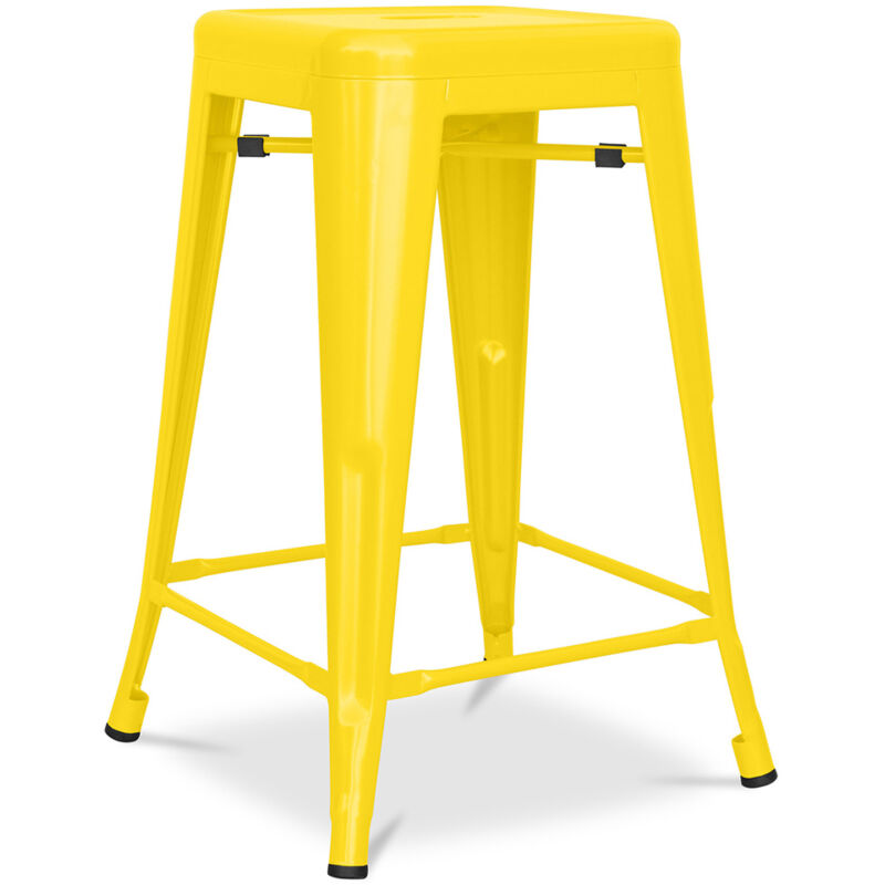 foto del prodotto sgabello da bar design industriale acciaio opaco 60cm nuova edizione stylix giallo