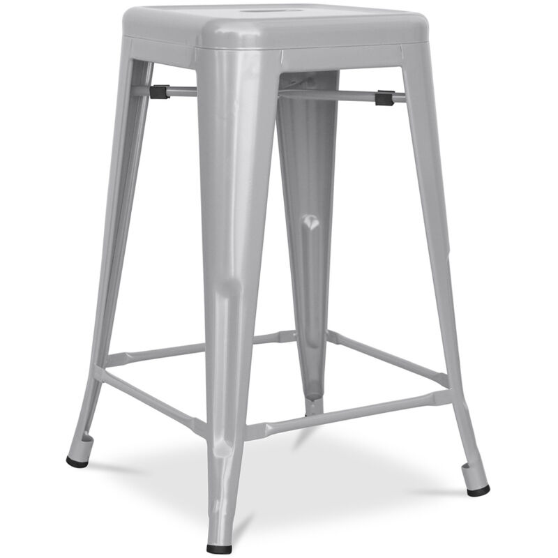 foto del prodotto sgabello da bar design industriale acciaio opaco 60cm nuova edizione stylix grigio chiaro