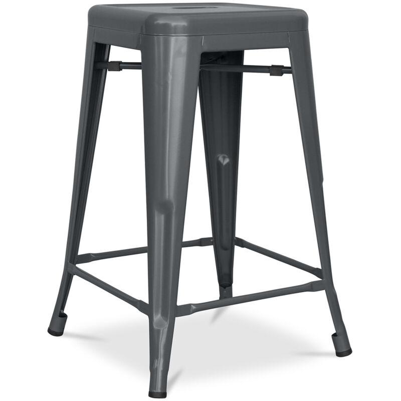 foto del prodotto sgabello da bar design industriale acciaio opaco 60cm nuova edizione stylix grigio scuro