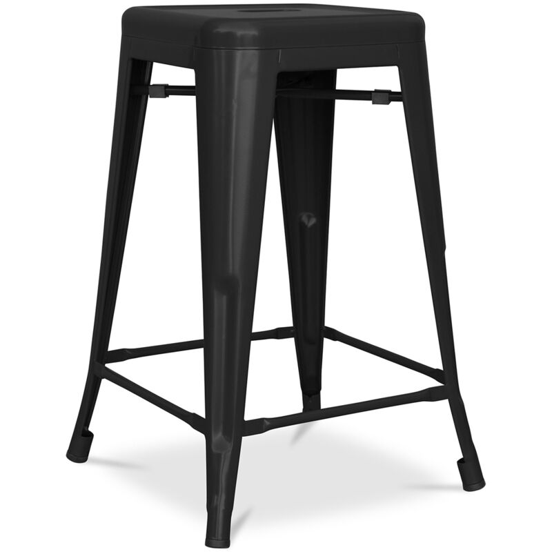 foto del prodotto sgabello da bar design industriale acciaio opaco 60cm nuova edizione stylix nero