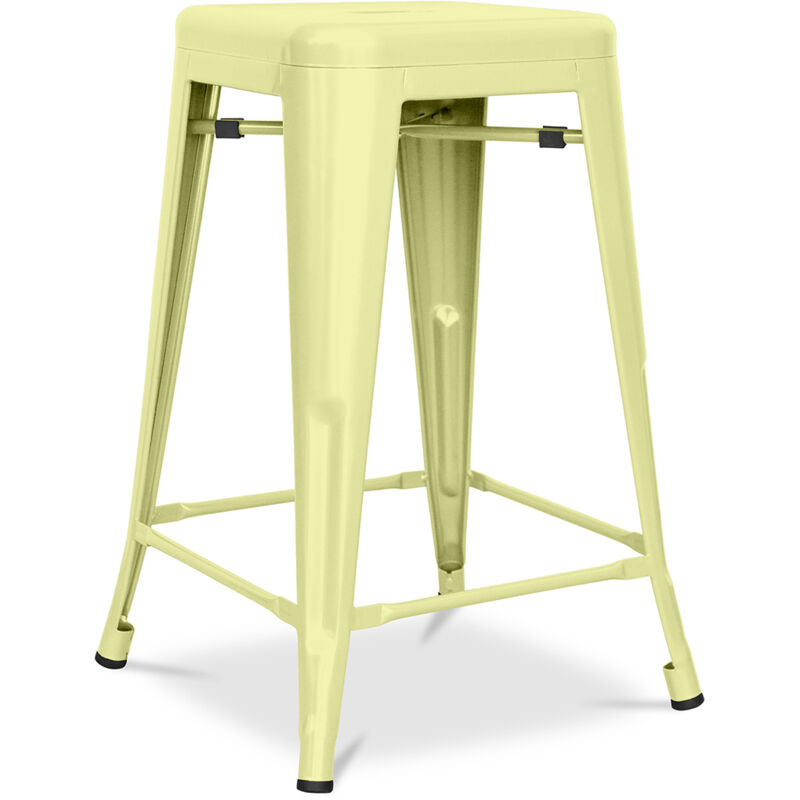 foto del prodotto sgabello da bar design industriale acciaio opaco 60cm nuova edizione stylix pastel yellow