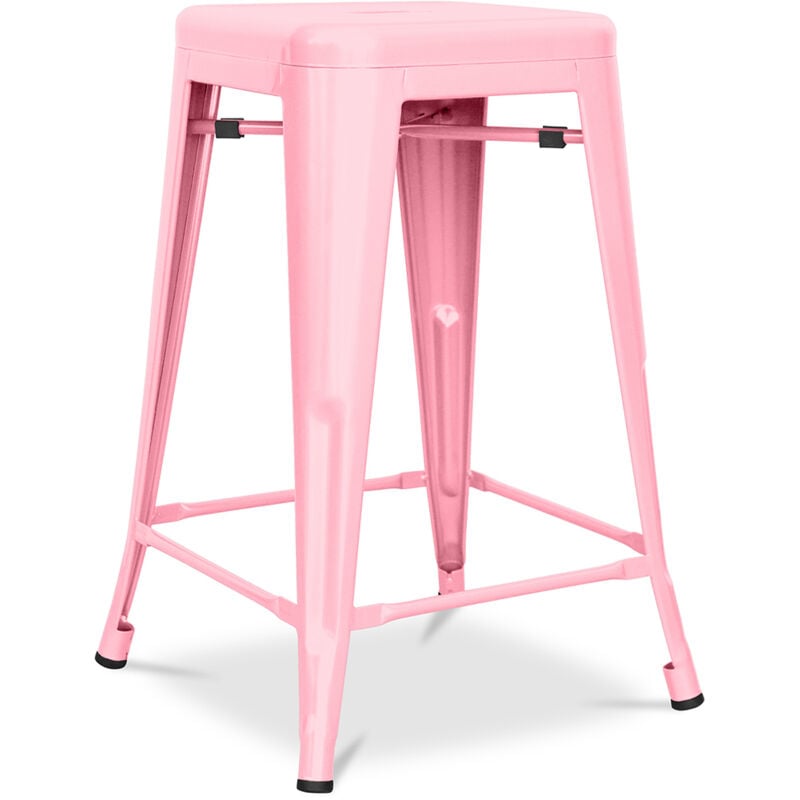 foto del prodotto sgabello da bar design industriale acciaio opaco 60cm nuova edizione stylix rosa