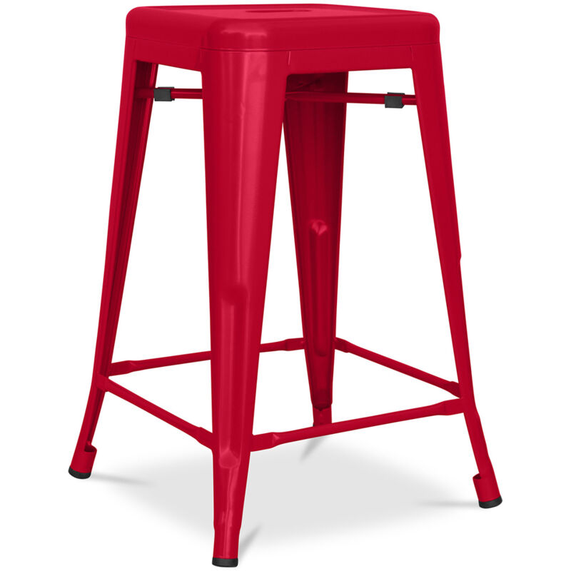 foto del prodotto sgabello da bar design industriale acciaio opaco 60cm nuova edizione stylix rosso