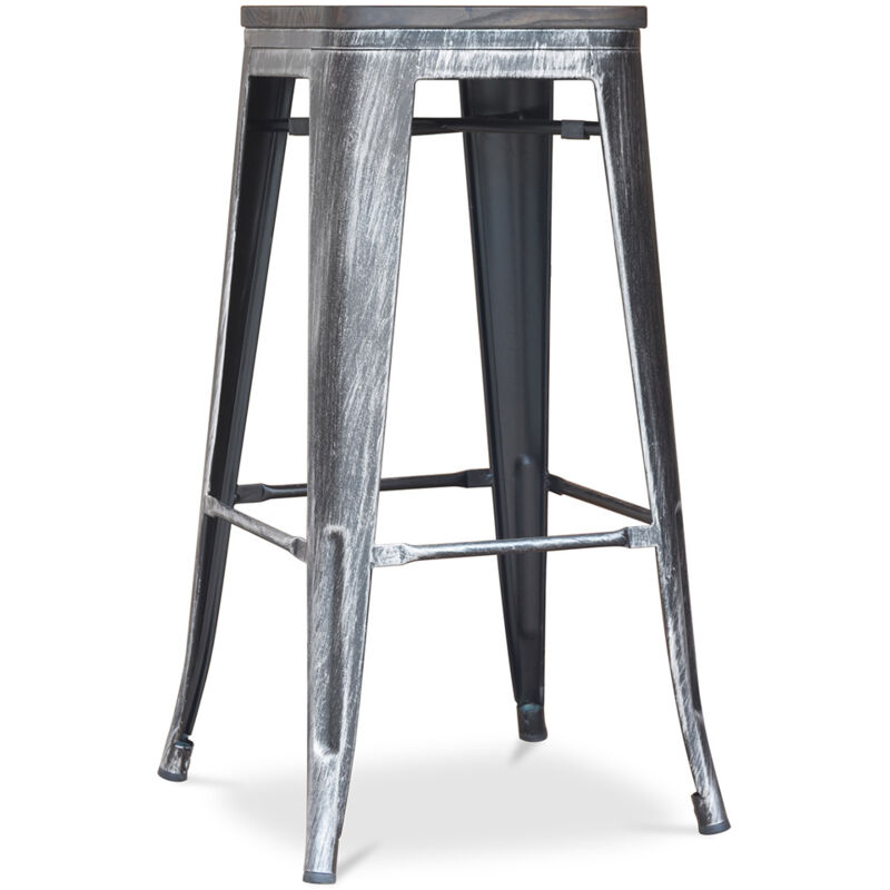 foto del prodotto sgabello da bar design industriale legno e acciaio 76 cm nuova edizione stylix industriel