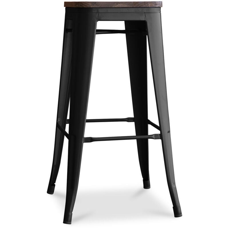 foto del prodotto sgabello da bar design industriale legno e acciaio 76 cm nuova edizione stylix nero
