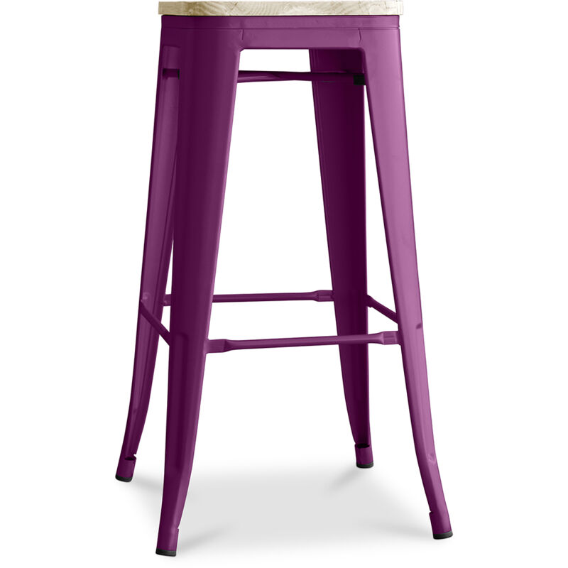 foto del prodotto sgabello da bar design industriale legno e acciaio 76cm nuova edizione stylix viola