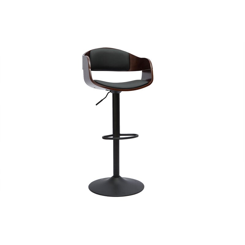 foto del prodotto sgabello da bar design regolabile nero e legno scuro eustache