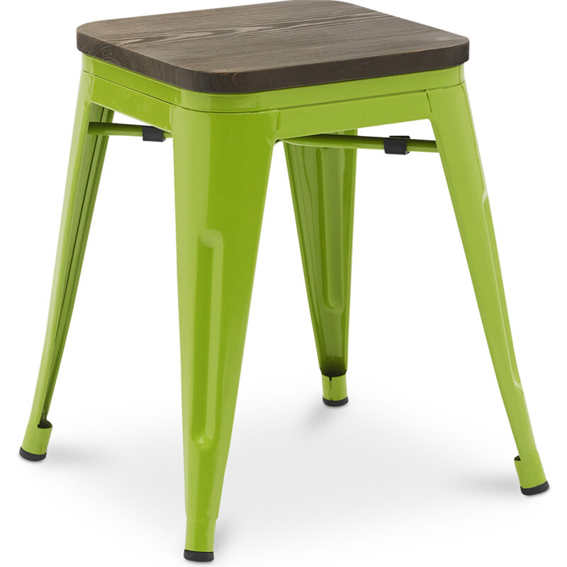 foto del prodotto sgabello da bar di design industriale legno e acciaio 45 cm nuova edizione stylix verde chiaro