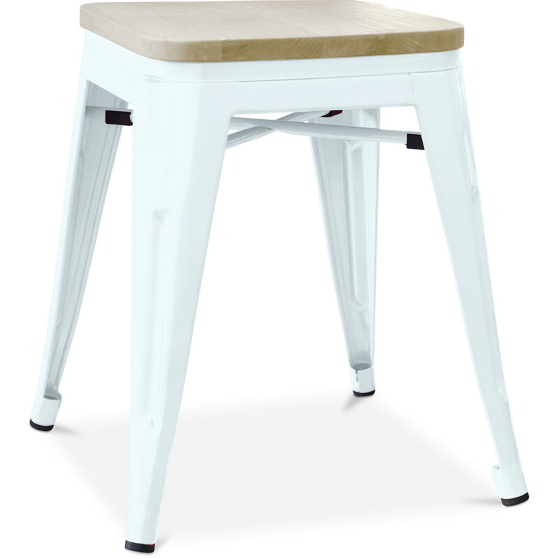 foto del prodotto sgabello da bar di design industriale legno e acciaio 45cm nuova edizione stylix grigio blu