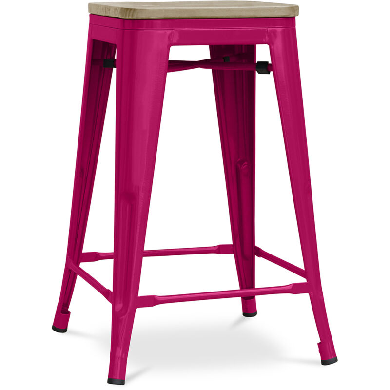 foto del prodotto sgabello da bar di design industriale legno e acciaio 61 cm stylix fucsia