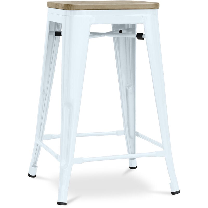 foto del prodotto sgabello da bar di design industriale legno e acciaio 61 cm stylix grigio blu
