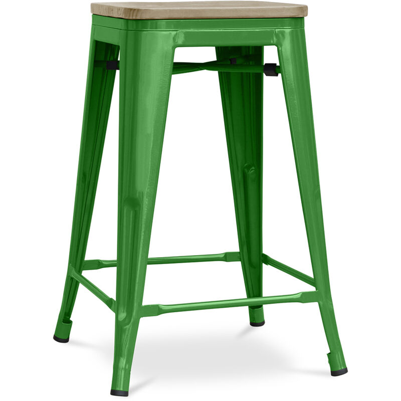 foto del prodotto sgabello da bar di design industriale legno e acciaio 61 cm stylix verde
