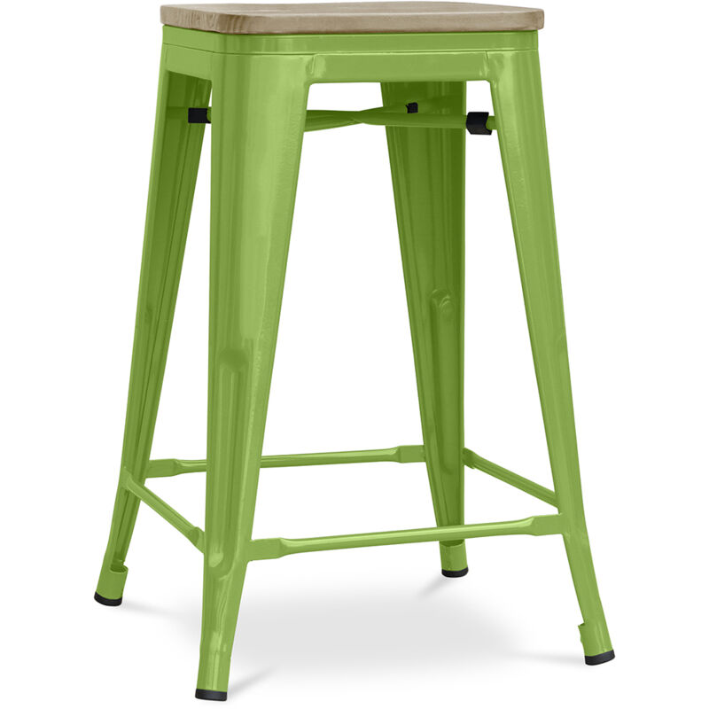 foto del prodotto sgabello da bar di design industriale legno e acciaio 61 cm stylix verde chiaro