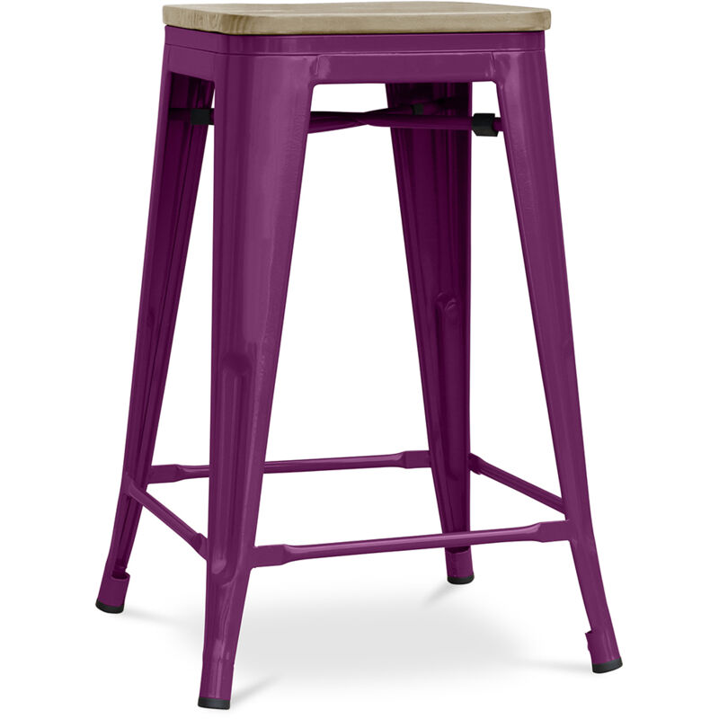 foto del prodotto sgabello da bar di design industriale legno e acciaio 61 cm stylix viola