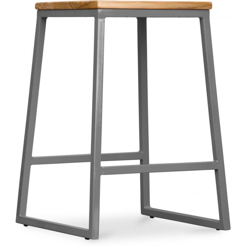foto del prodotto sgabello da bar di design industriale legno e metallo 60cm big boy grigio scuro